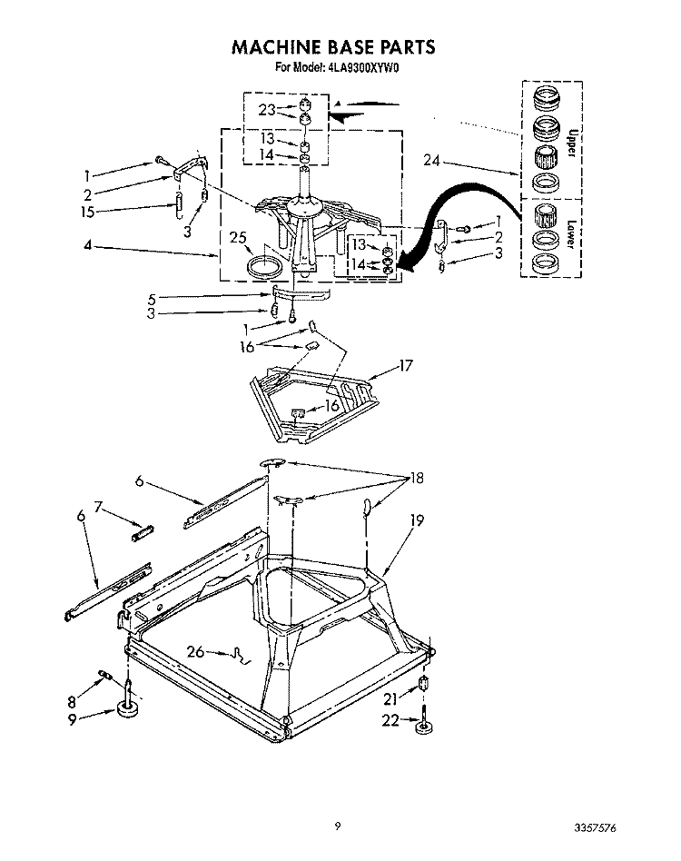 MACHINE BASE Diagram and Parts List for 4LA9300XYW0  Whirlpool Washer