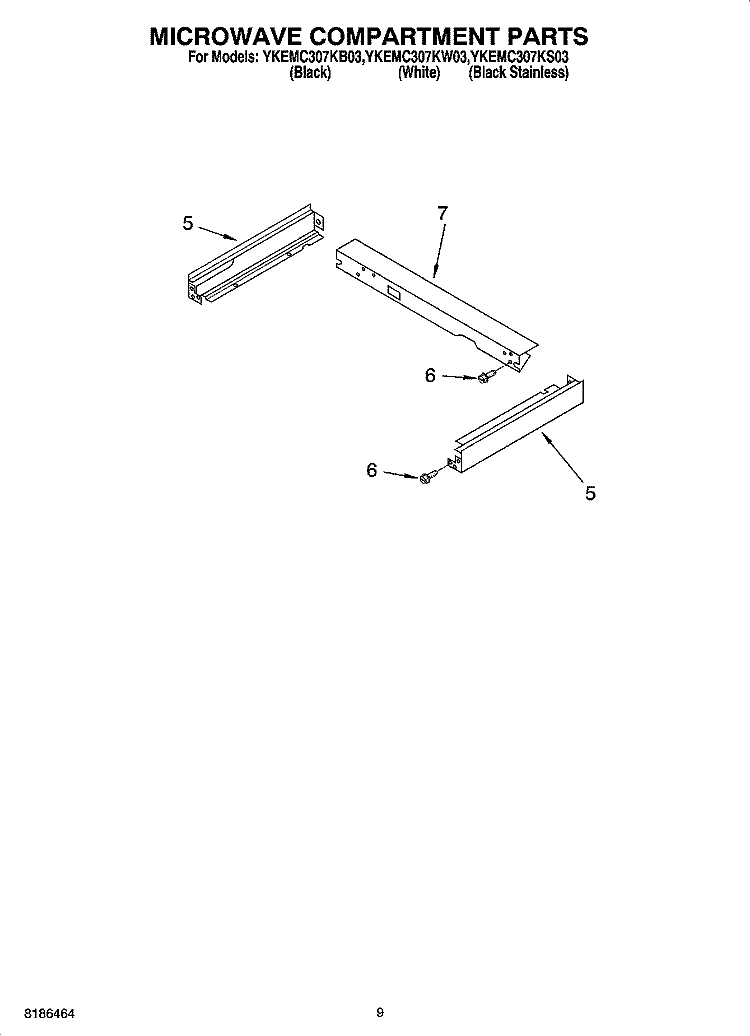 MICROWAVE COMPARTMENT PARTS Diagram and Parts List for YKEMC307KS03  KitchenAid Microwave Oven Combo