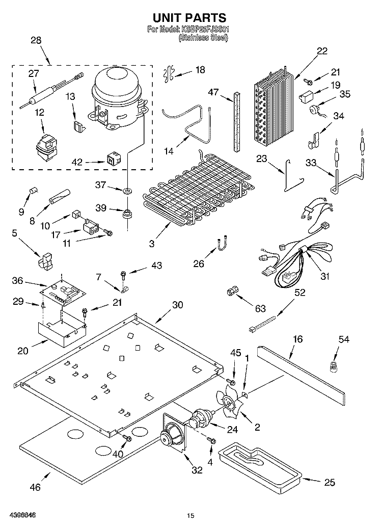UNIT Diagram and Parts List for KSBP25FJSS01  KitchenAid Refrigerator