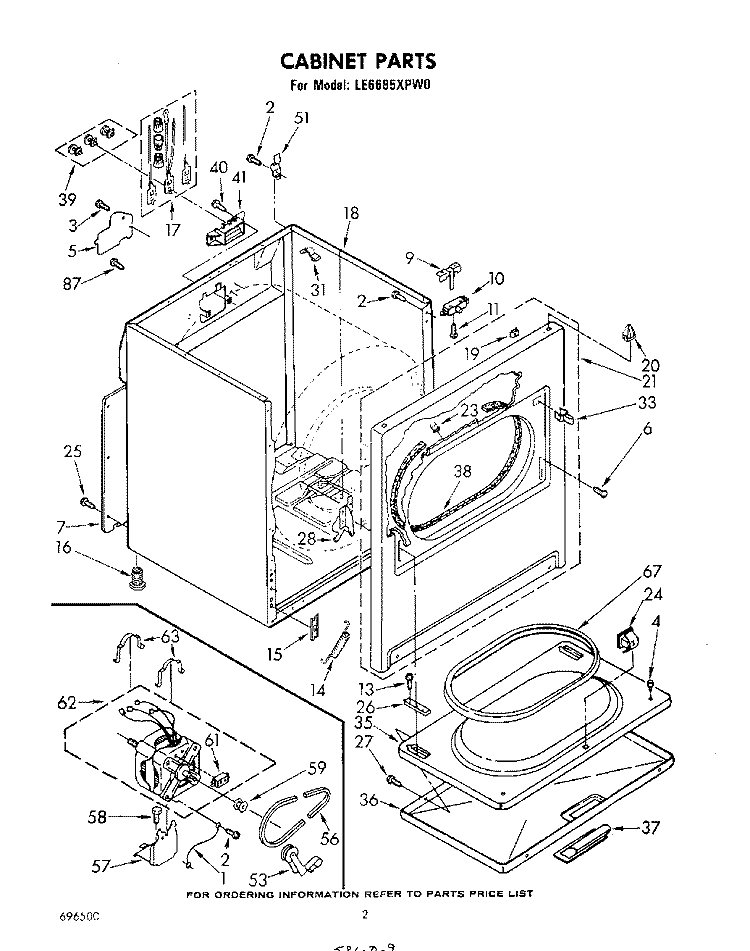SECTION Diagram and Parts List for LE6685XPW0  Whirlpool Dryer