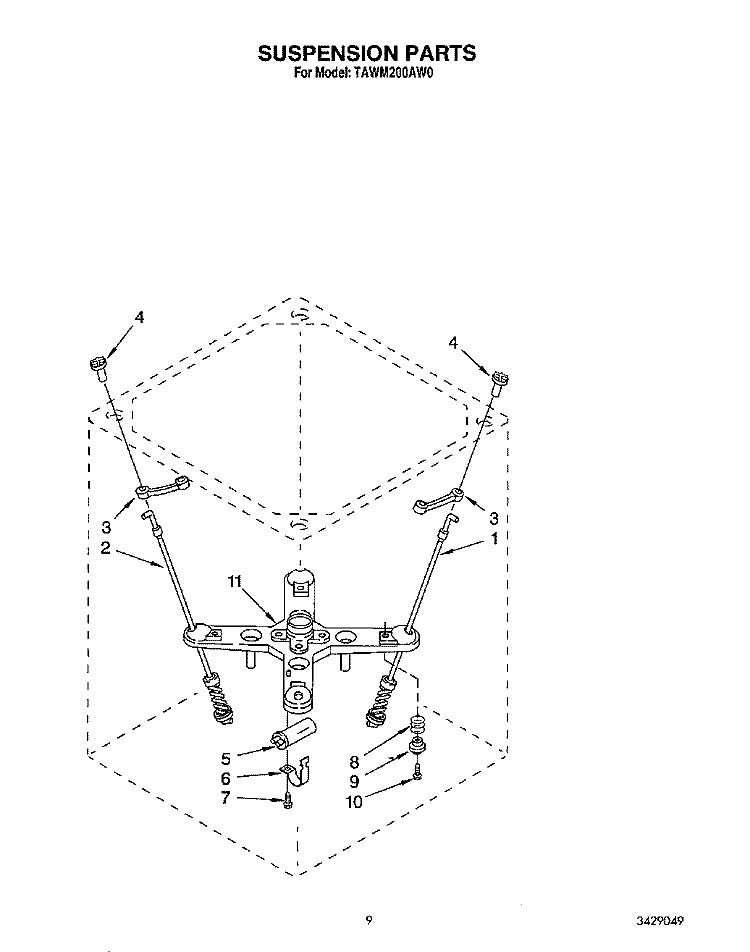 SUSPENSION Diagram and Parts List for TAWM200AN0  Estate Washer