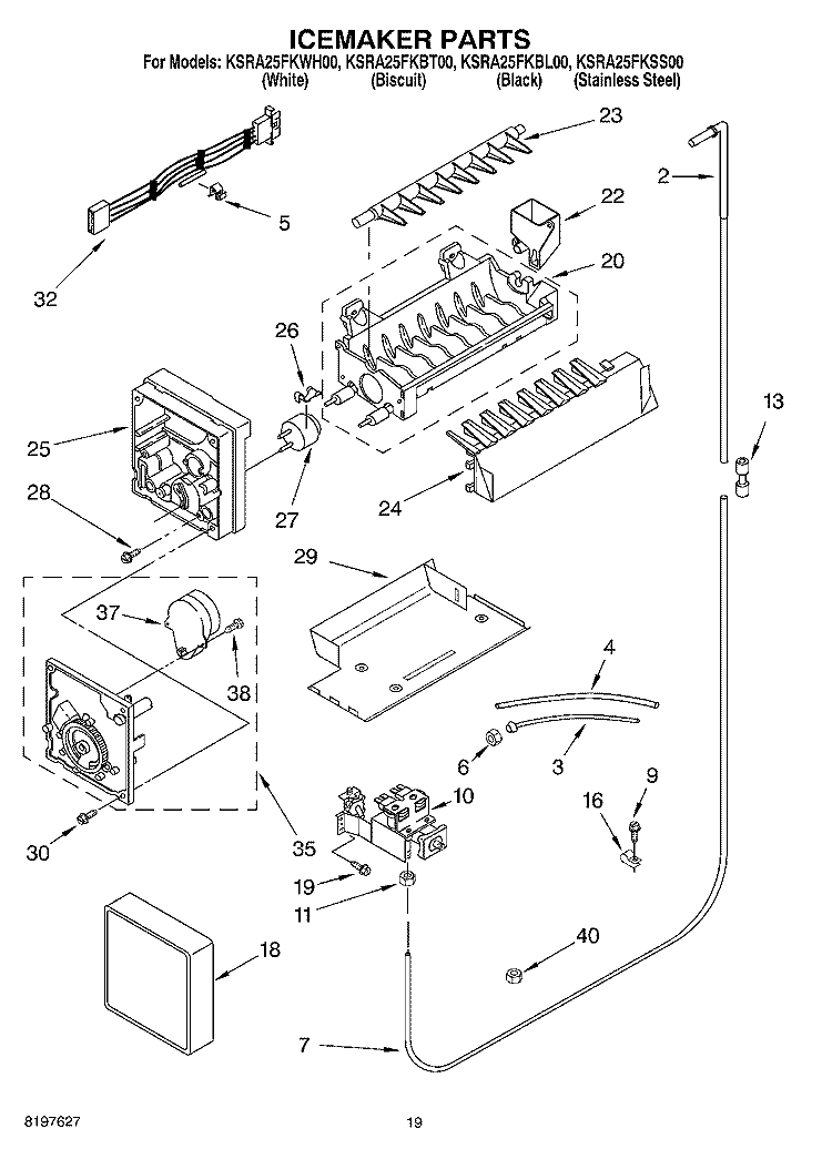 ICEMAKER, OPTIONAL Diagram and Parts List for KSRA25FKWH00  KitchenAid Refrigerator