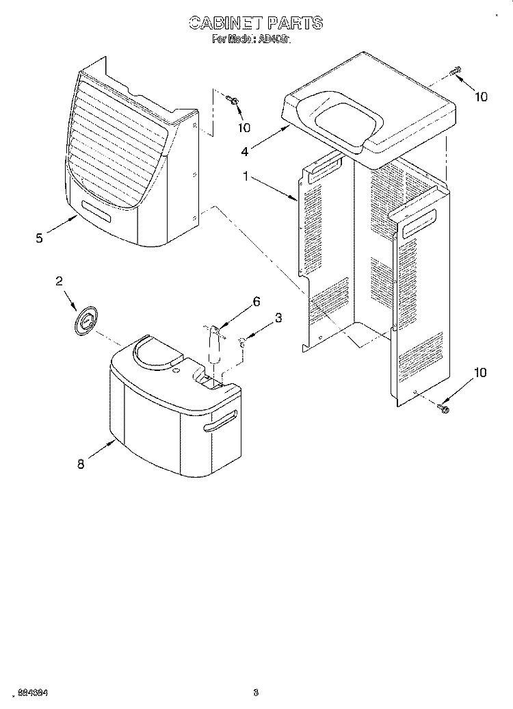 SECTION Diagram and Parts List for AD40G1  Whirlpool Dehumidifier