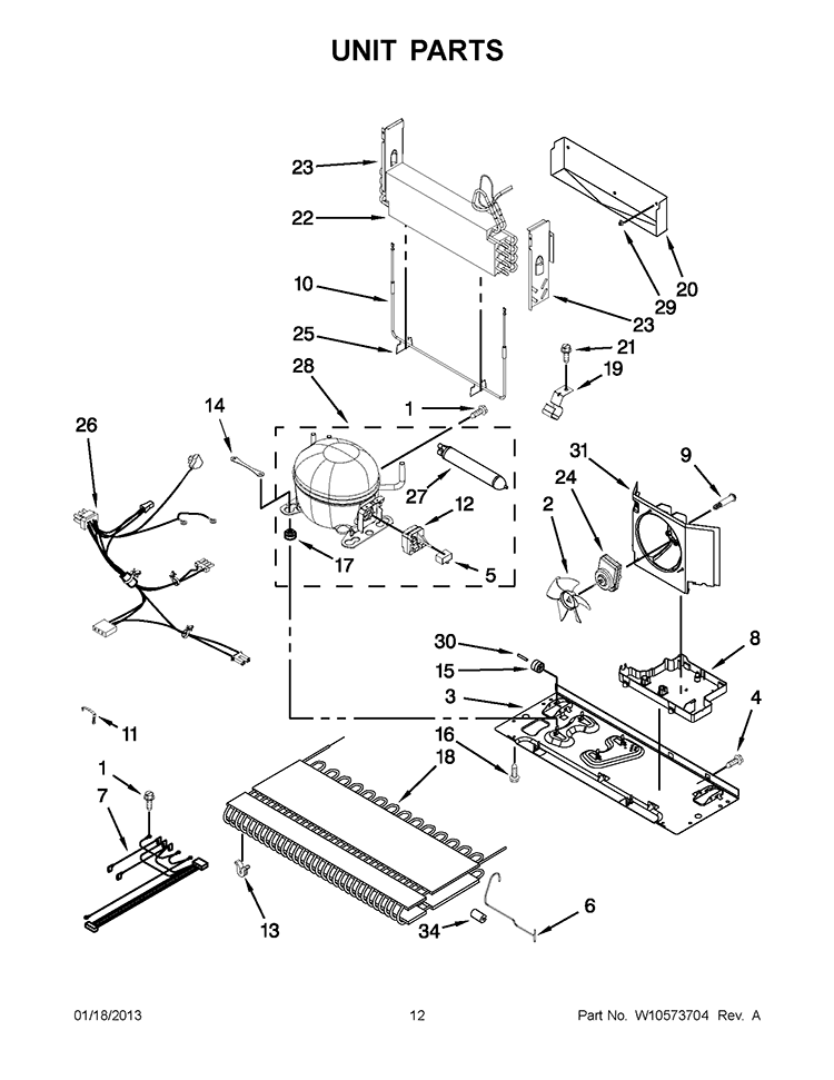 UNIT PARTS Diagram and Parts List for GX5FHTXVQ07  Whirlpool Refrigerator