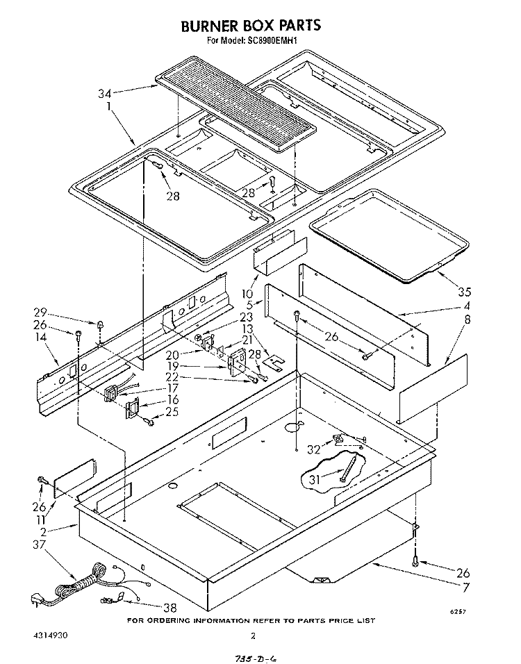 BURNER BOX , LITERATURE AND OPTIONAL Diagram and Parts List for SC8900EMH1  Whirlpool Cooktop
