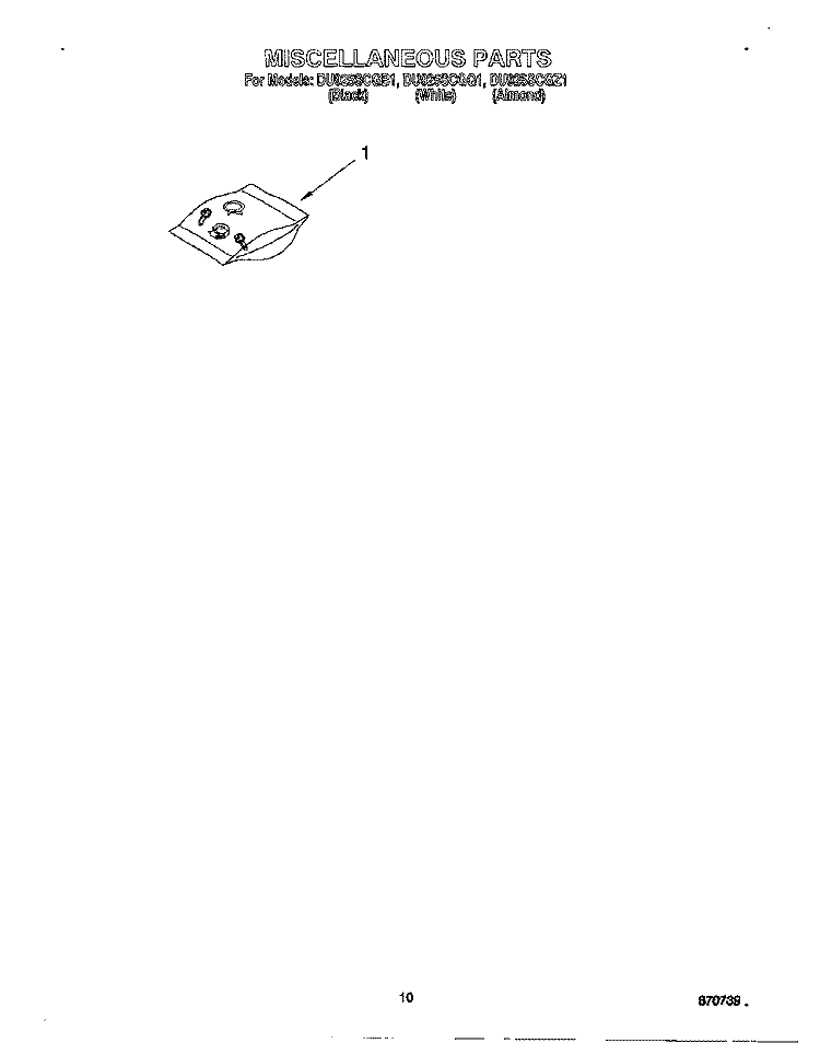 MISCELLANEOUS, LIT/OPTIONAL Diagram and Parts List for DU925SCGQ1  Whirlpool Dishwasher