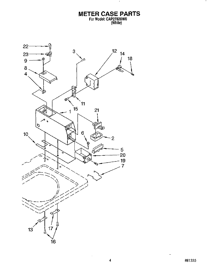METER CASE Diagram and Parts List for CAP2782BW0  Whirlpool Washer