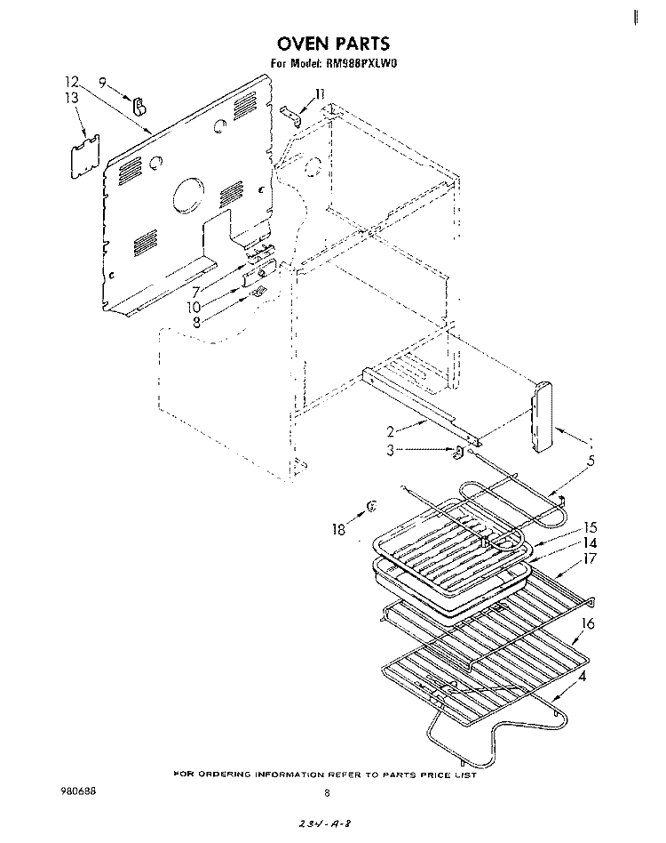 OVEN (CONTINUED) Diagram and Parts List for RM988PXLW0  Whirlpool Microwave Oven Combo