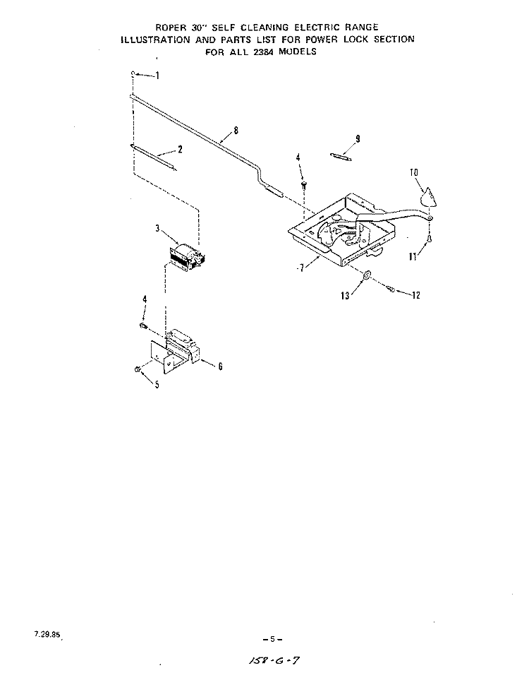 POWER LOCK Diagram and Parts List for 2384W1A  Roper Range