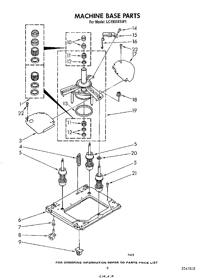 MACHINE BASE Diagram and Parts List for LC4900XSW1  Whirlpool Washer
