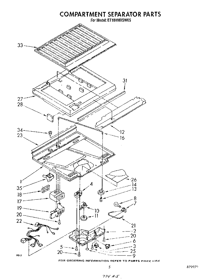 COMPARTMENT SEPARATOR Diagram and Parts List for ET18HMXSW05  Whirlpool Refrigerator