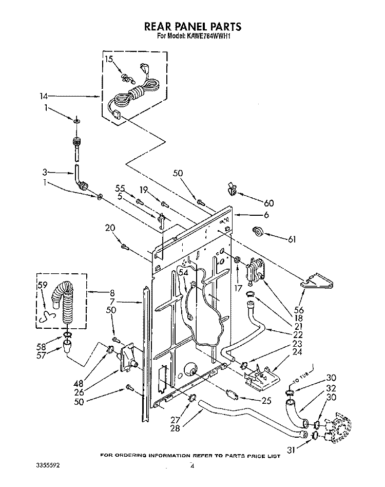 REAR PANEL Diagram and Parts List for KAWE764WWH1  KitchenAid Washer