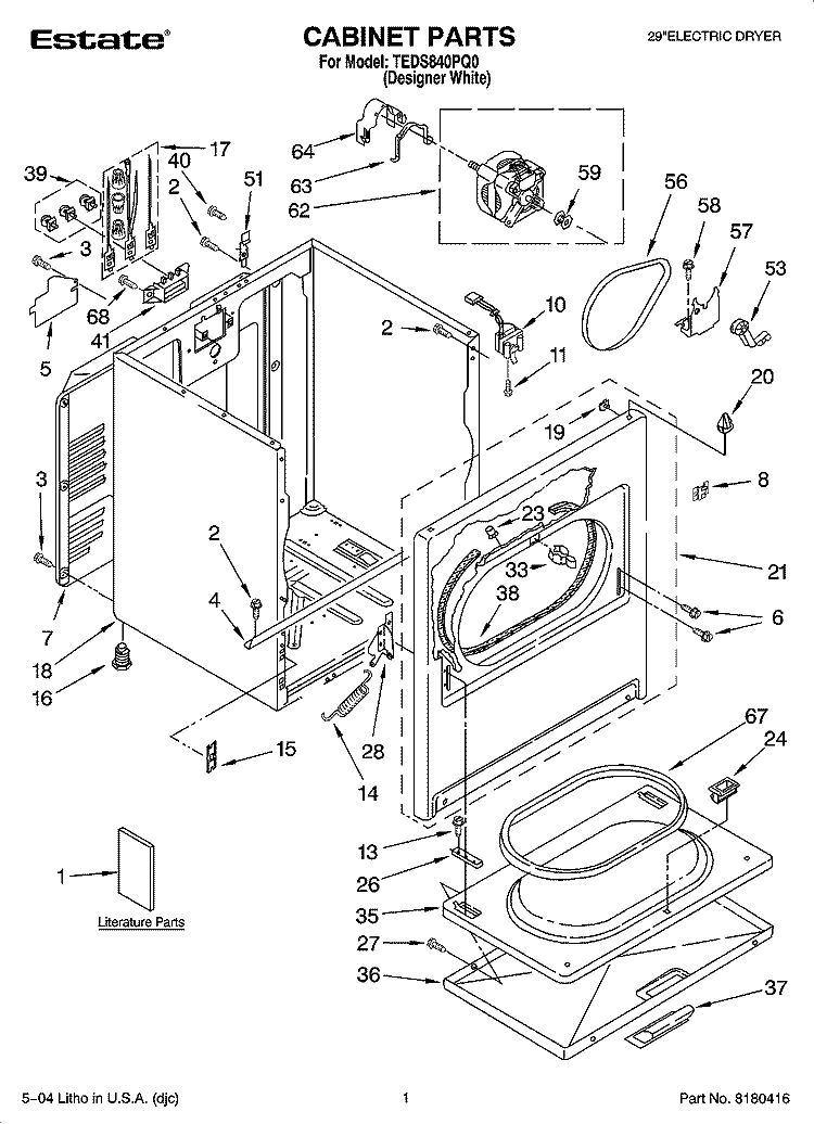 CABINET PARTS Diagram and Parts List for TEDS840PQ0  Estate Dryer