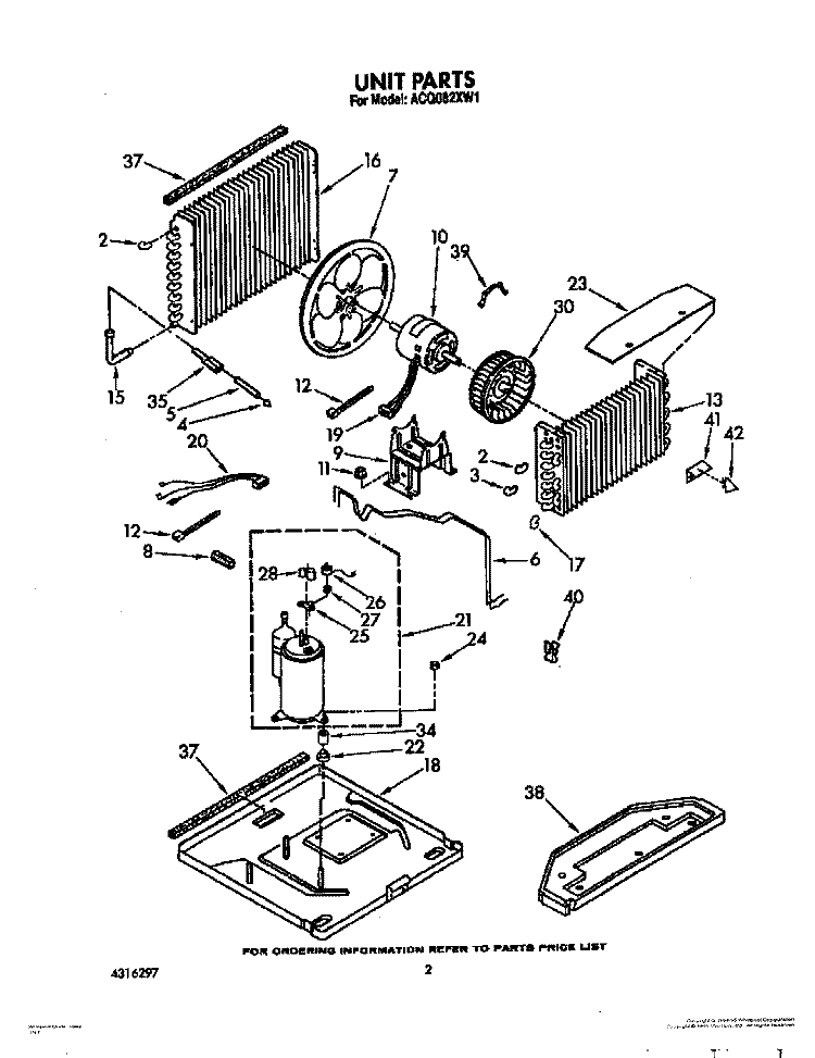 UNIT Diagram and Parts List for ACQ082XW1  Whirlpool Air Conditioner
