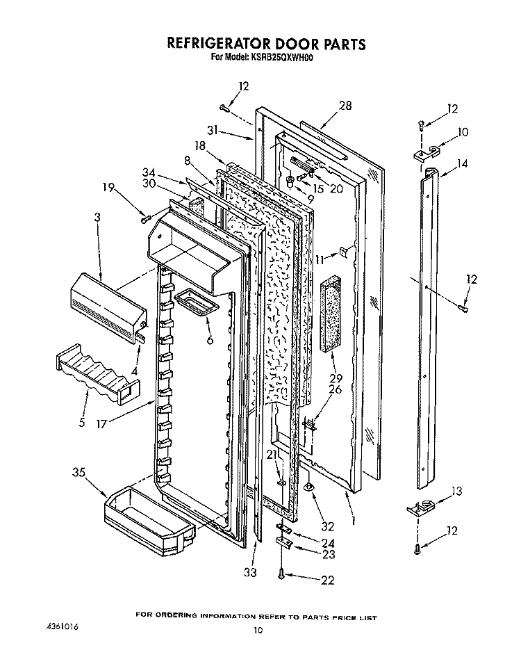 REFRIGERATOR DOOR Diagram and Parts List for KSRB25QXWH00  KitchenAid Refrigerator