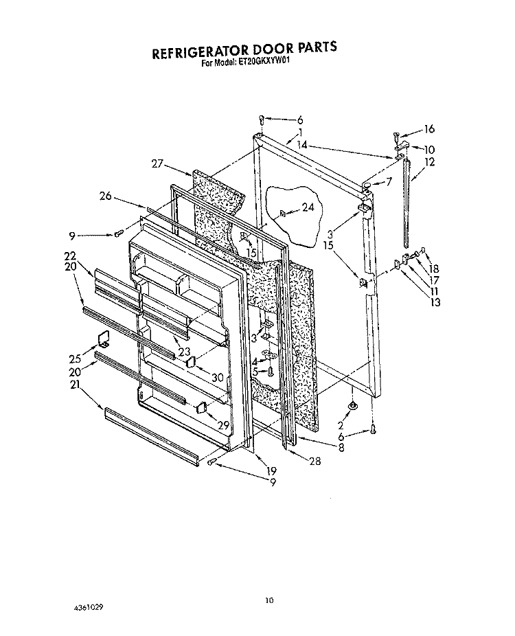 REFRIGERATOR DOOR, LIT/OPTIONAL Diagram and Parts List for ET20GKXYW01  Whirlpool Refrigerator