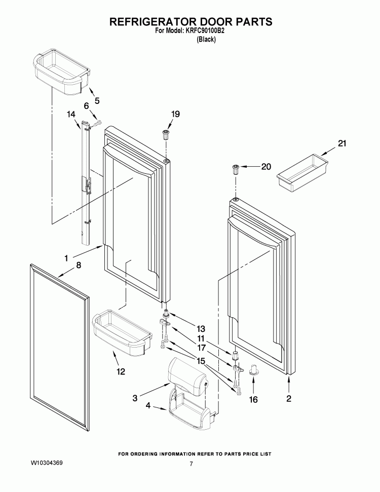 REFRIGERATOR DOOR PARTS Diagram and Parts List for KRFC90100B2  KitchenAid Refrigerator