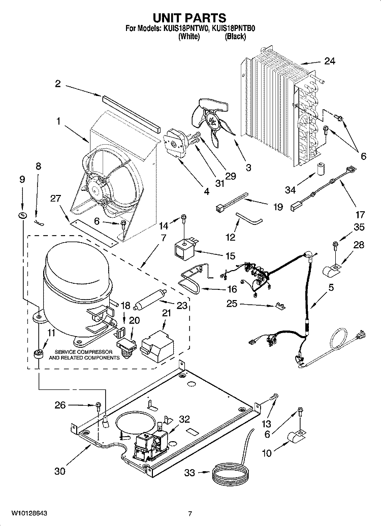 UNIT PARTS, OPTIONAL PARTS Diagram and Parts List for KUIS18PNTW0  KitchenAid Ice Maker