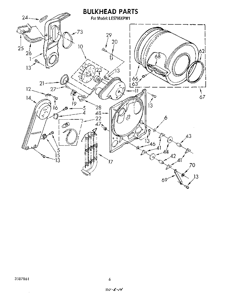 SECTION Diagram and Parts List for LE5795XPW1  Whirlpool Dryer