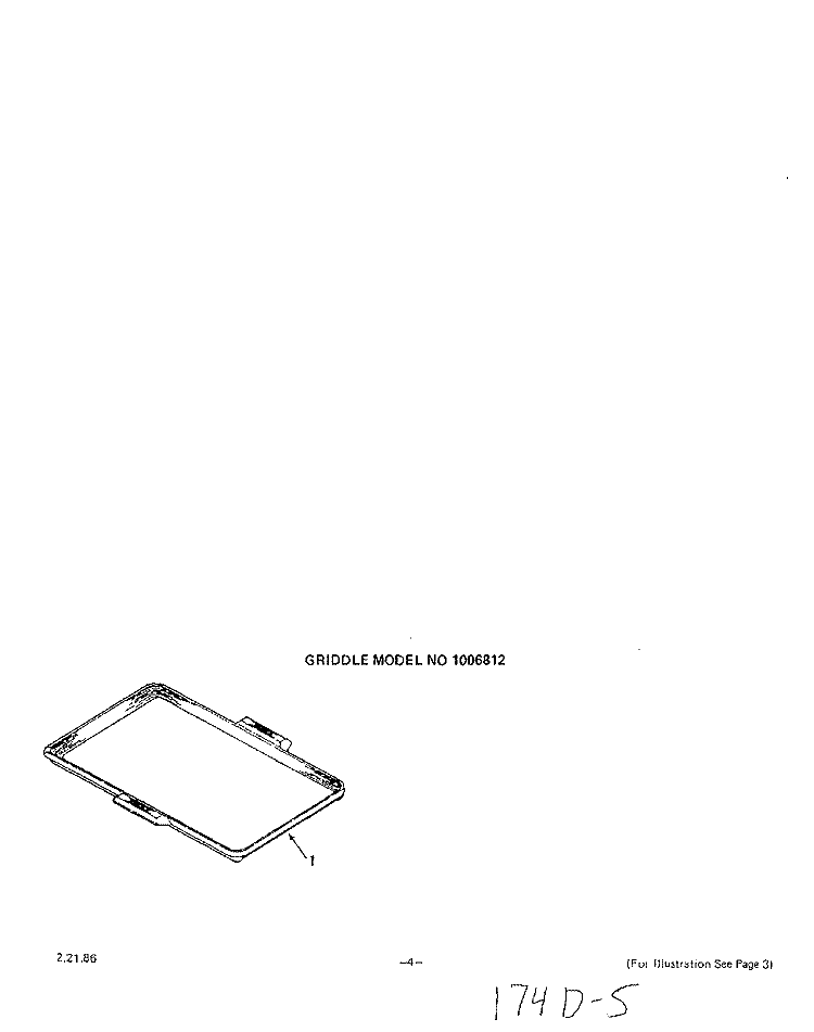 GRIDDLE Diagram and Parts List for 1276W0A  Roper Range