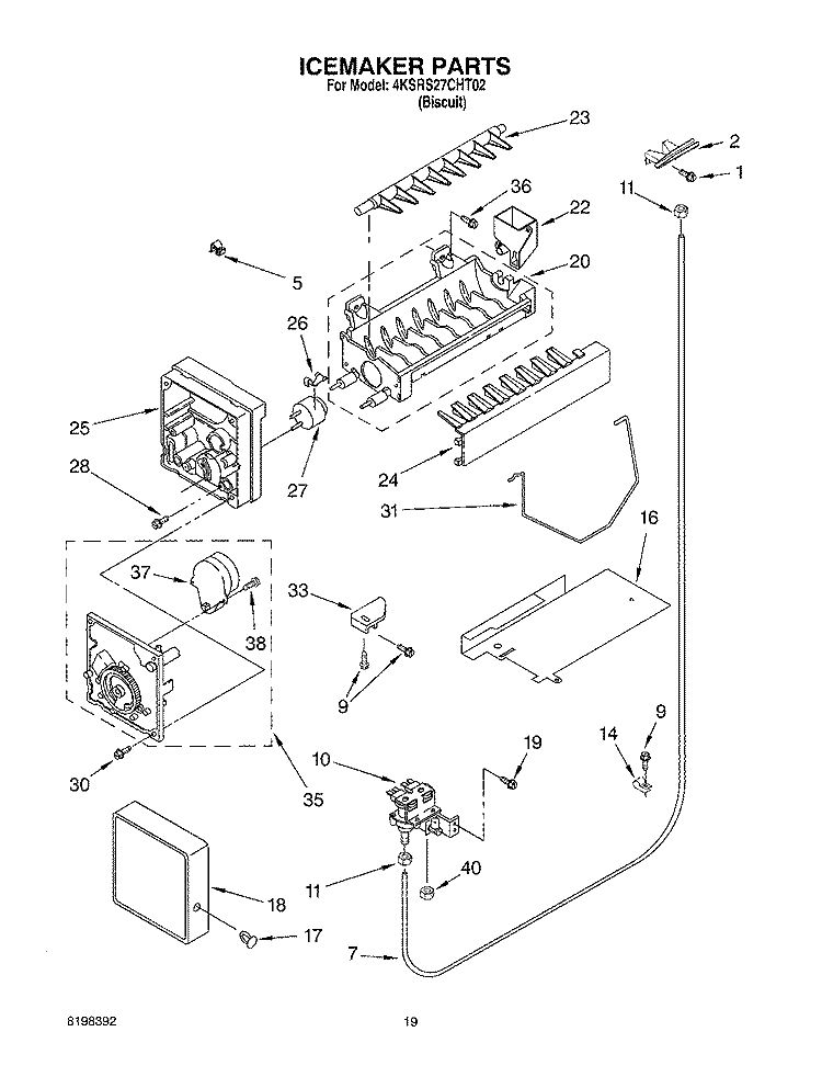 ICE MAKER Diagram and Parts List for 4KSRS27CHT02  KitchenAid Refrigerator