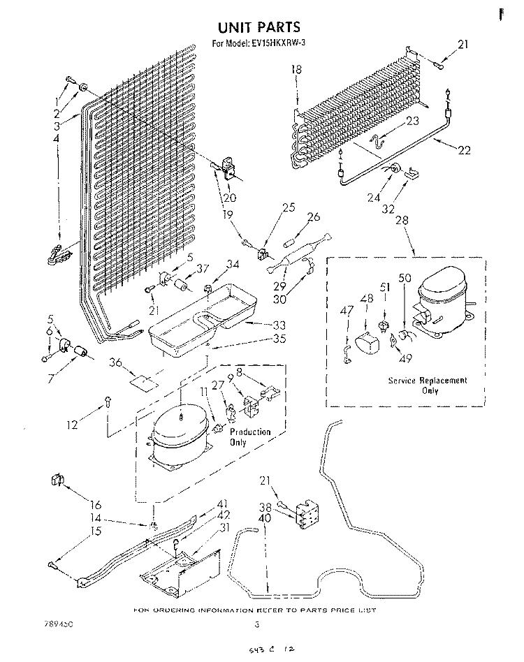UNIT Diagram and Parts List for EV15HKXRW3  Whirlpool Freezer