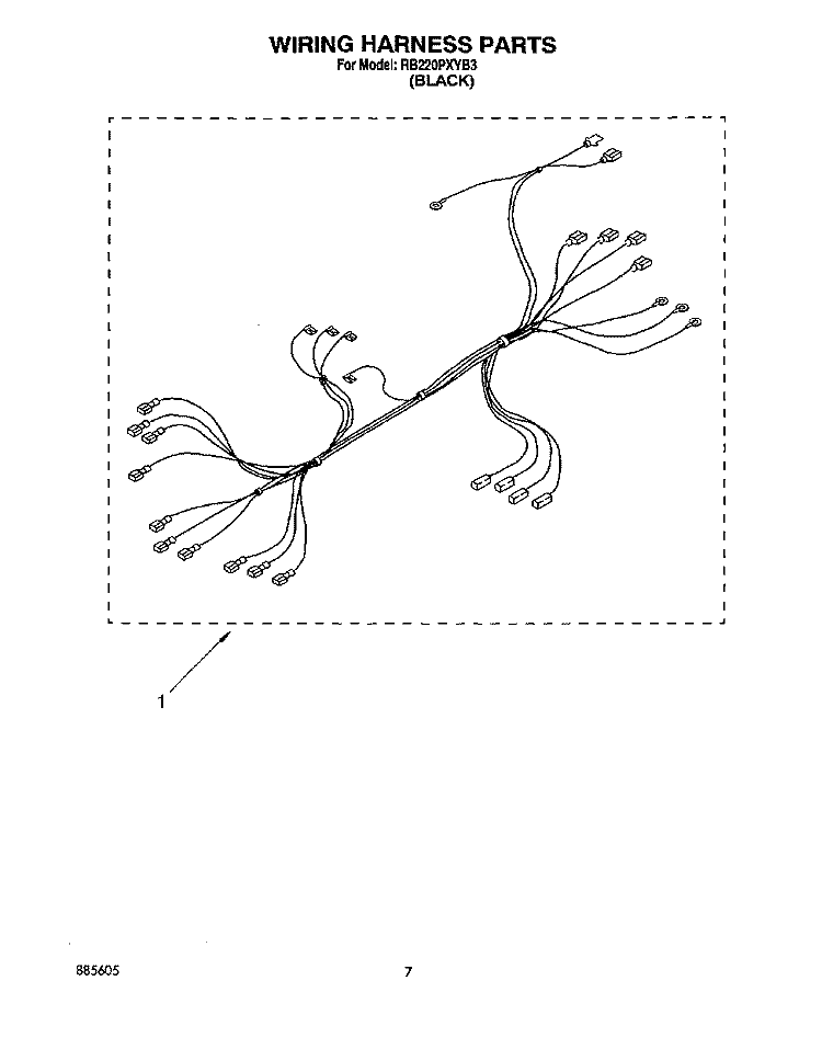 WIRING HARNESS Diagram and Parts List for RB220PXYB3  Whirlpool Wall Oven