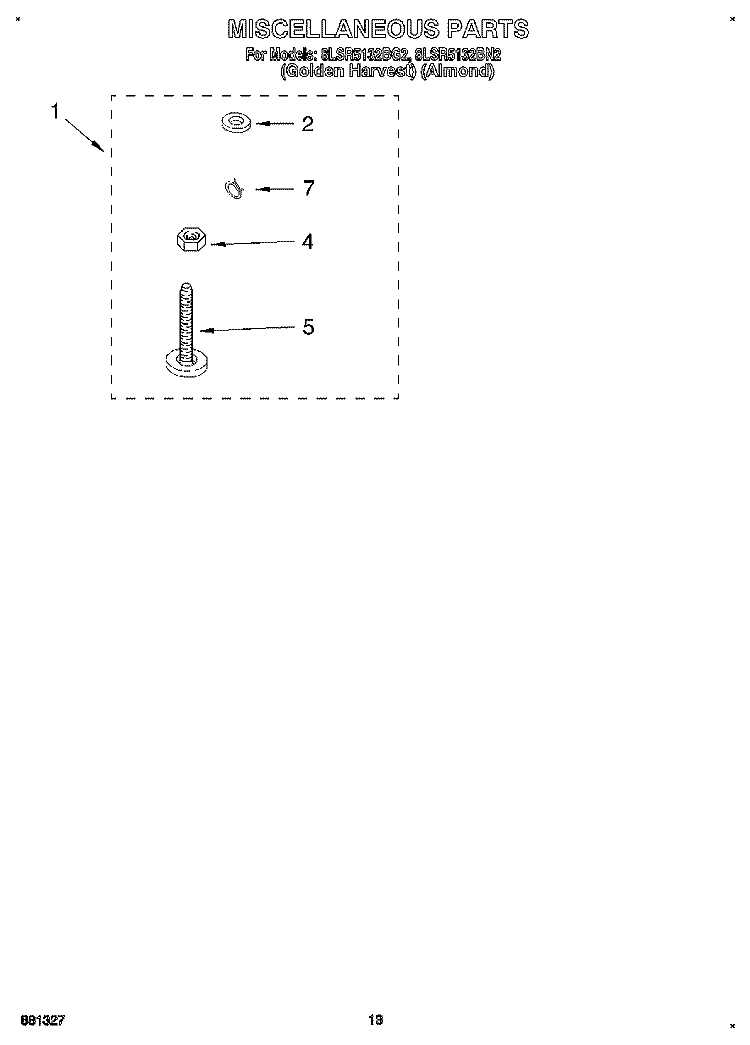 MISCELLANEOUS, LIT/OPTIONAL Diagram and Parts List for 8LSR5132BN2  Whirlpool Washer