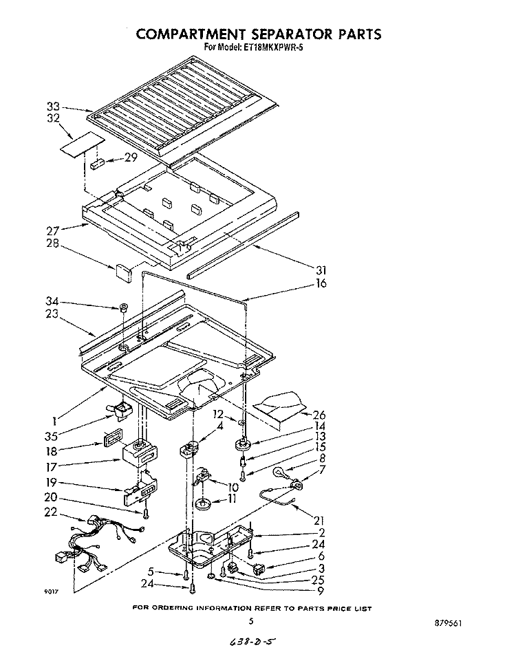 COMPARTMENT SEPARATOR Diagram and Parts List for ET18MKXPWR5  Whirlpool Refrigerator