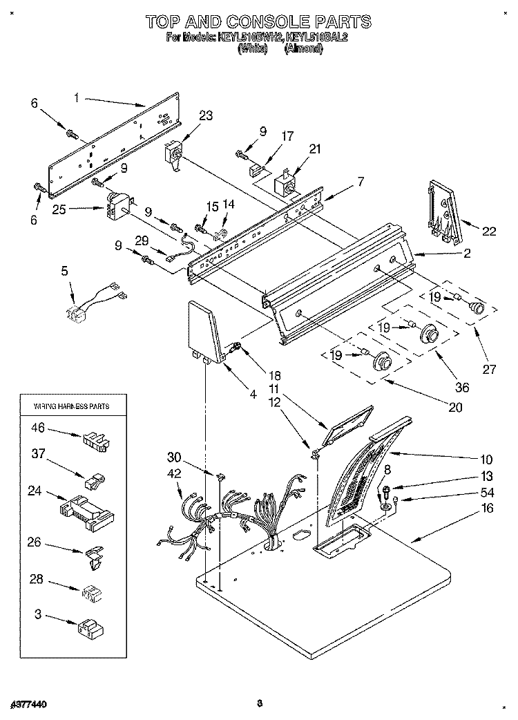 SECTION Diagram and Parts List for KEYL510BWH2  KitchenAid Dryer