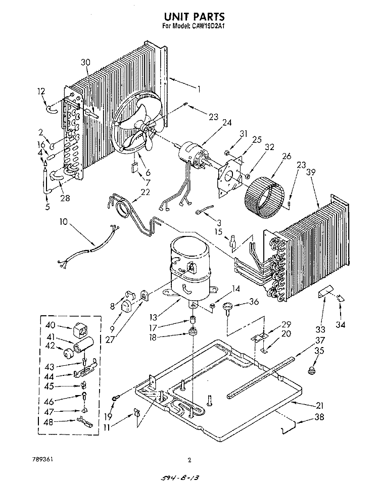 UNIT Diagram and Parts List for CAW19D2A1  Whirlpool Air Conditioner