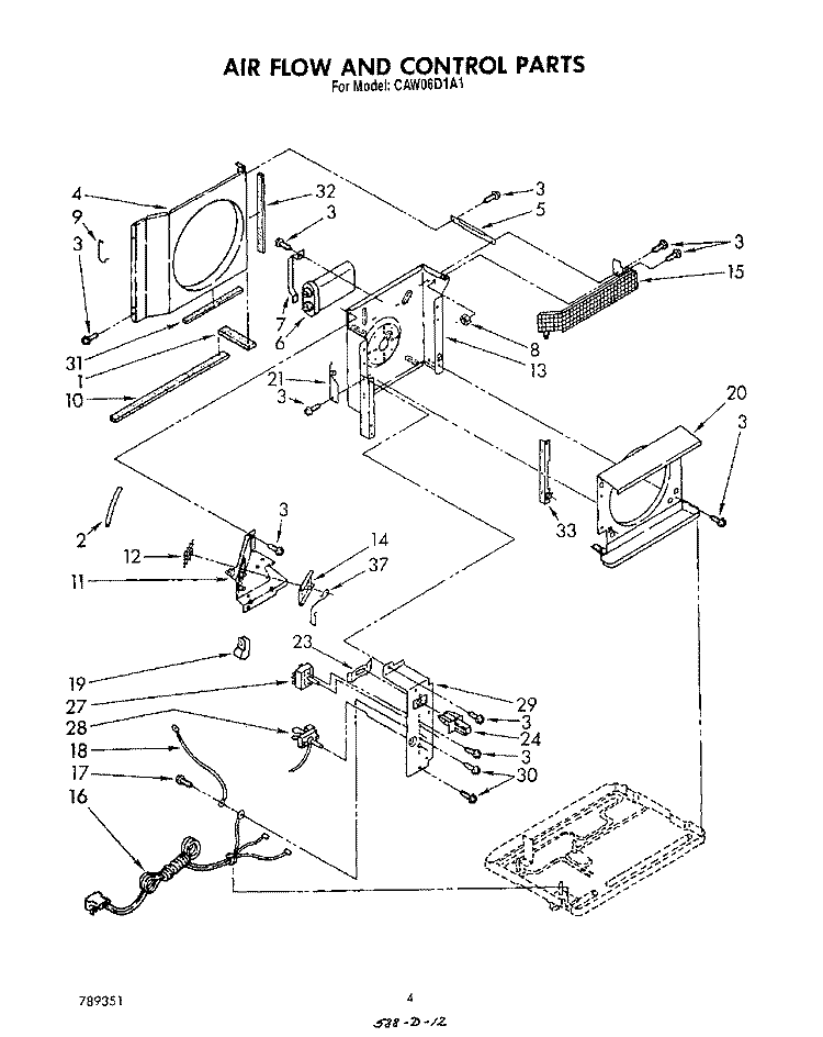 SECTION Diagram and Parts List for CAW06D1A1  Whirlpool Air Conditioner