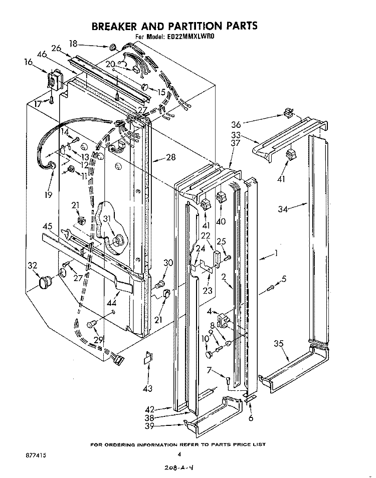 BREAKER AND PARTITION Diagram and Parts List for ED22MMXLWR0  Whirlpool Refrigerator
