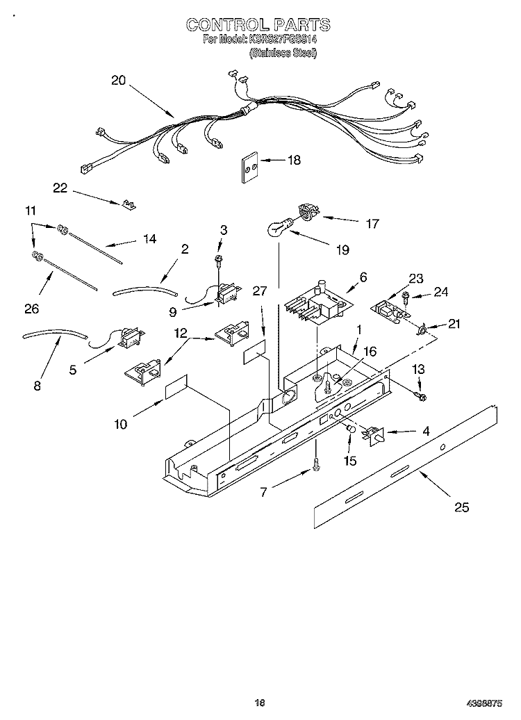 CONTROL Diagram and Parts List for KSRS27FGSS14  KitchenAid Refrigerator