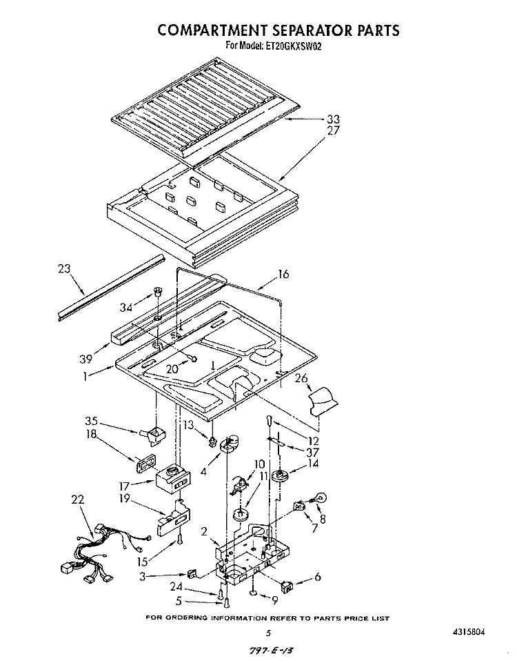 COMPARTMENT SEPARATOR Diagram and Parts List for ET20GKXSW02  Whirlpool Refrigerator