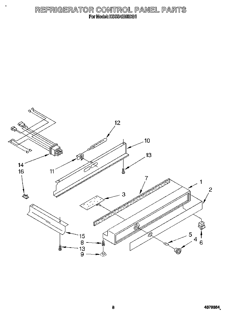 REFRIGERATOR CONTROL PANEL Diagram and Parts List for KSSS42MBX01  KitchenAid Refrigerator