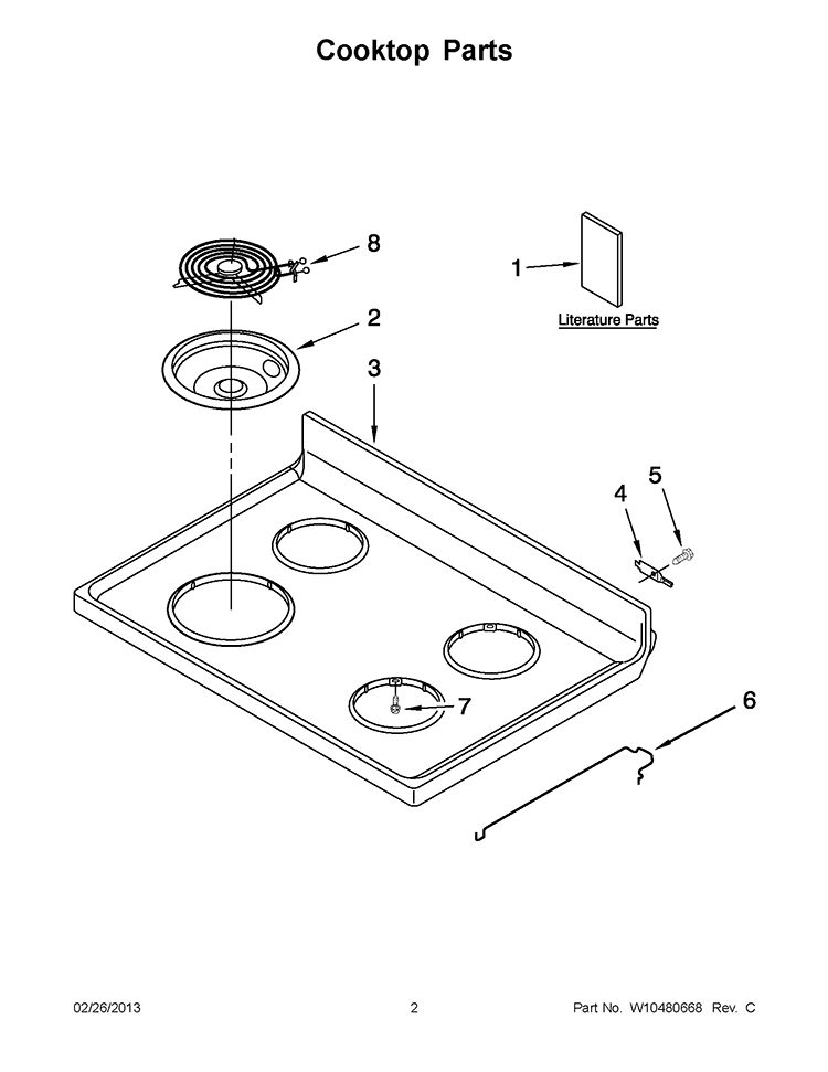 COOKTOP PARTS Diagram and Parts List for WFC130M0AB0  Whirlpool Range