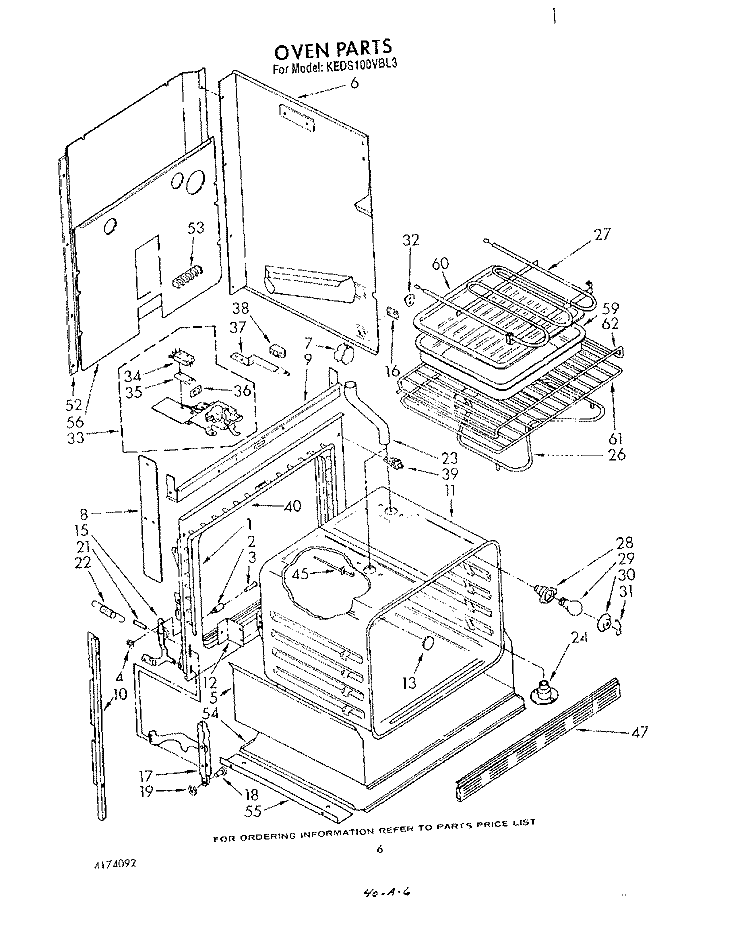 OVEN , LIT/OPTIONAL Diagram and Parts List for KEDS100VWH3  KitchenAid Range