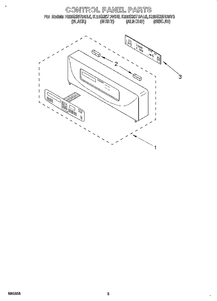 CONTROL PANEL, LITERATURE Diagram and Parts List for KEBS207DBL6  KitchenAid Wall Oven