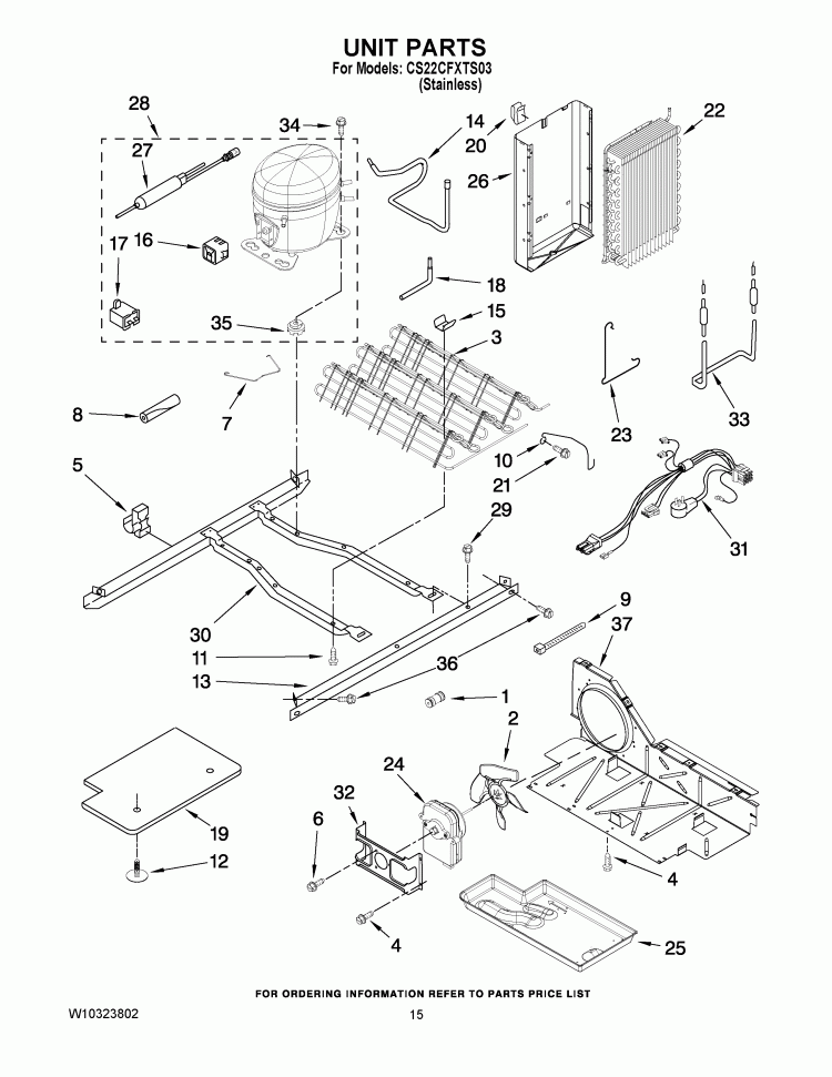 UNIT PARTS Diagram and Parts List for CS22CFXTS03  Crosley Refrigerator