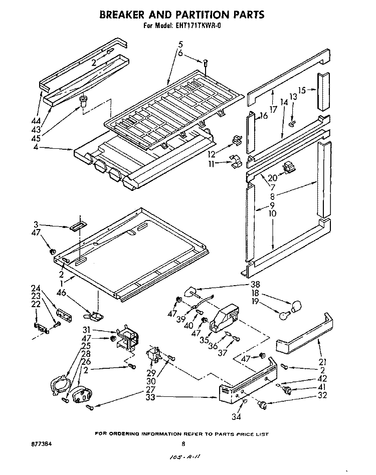 BREAKER AND PARTITION Diagram and Parts List for EHT171TKWR0  Whirlpool Refrigerator