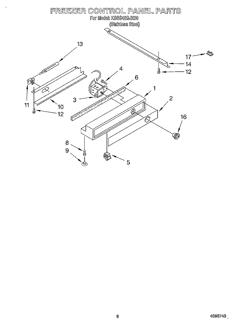 FREEZER CONTROL PANEL Diagram and Parts List for KSSS42QJX00  KitchenAid Refrigerator