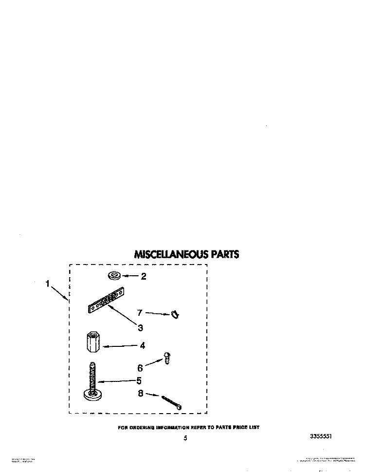 MISCELLANEOUS Diagram and Parts List for LA5600XTG1  Whirlpool Washer