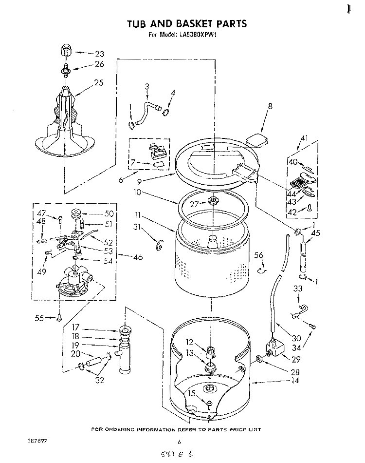 TUB AND BASKET Diagram and Parts List for LA5380XPW1  Whirlpool Washer