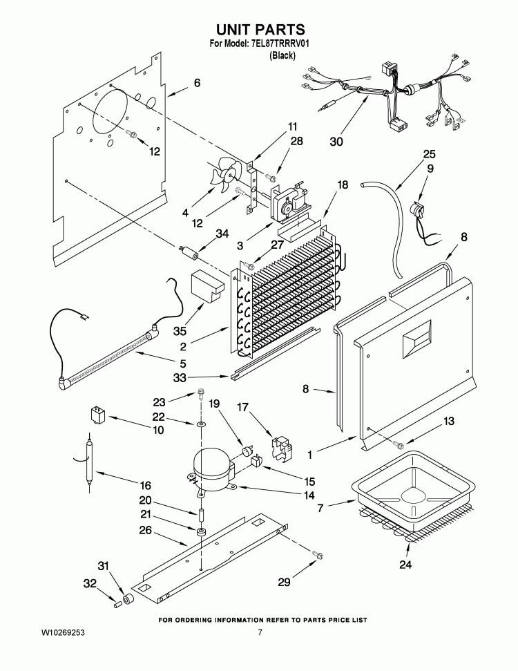 UNIT PARTS Diagram and Parts List for 7EL87TRRRV01  Whirlpool Refrigerator