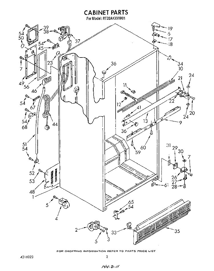 CABINET Diagram and Parts List for RT20AKXVW01  Roper Refrigerator