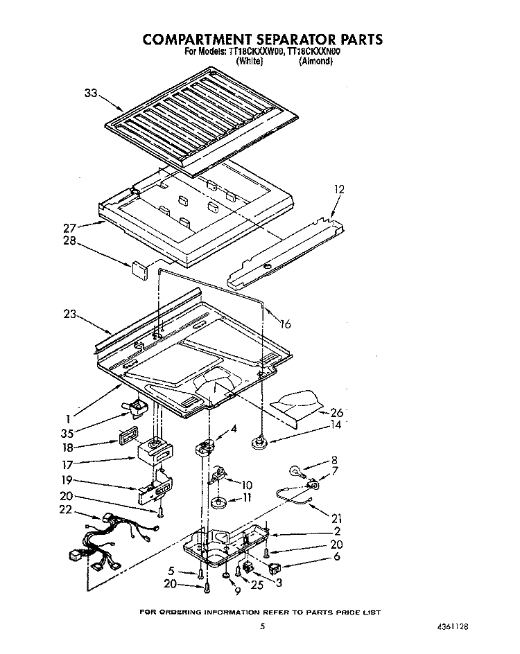 COMPARTMENT SEPARATOR Diagram and Parts List for TT18CKXXN00  Whirlpool Refrigerator