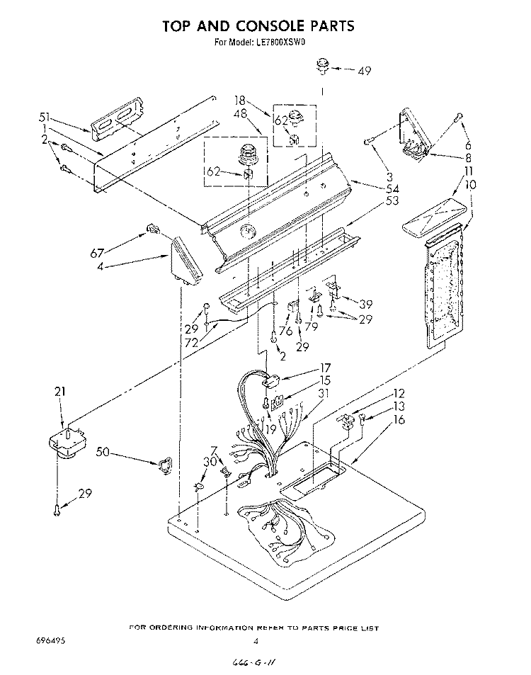 SECTION Diagram and Parts List for LE7800XSW0  Whirlpool Dryer