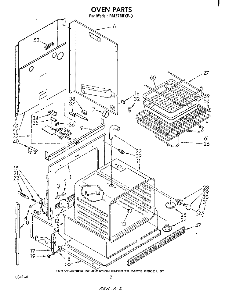 OVEN Diagram and Parts List for RM278BXP0  Whirlpool Microwave Oven Combo
