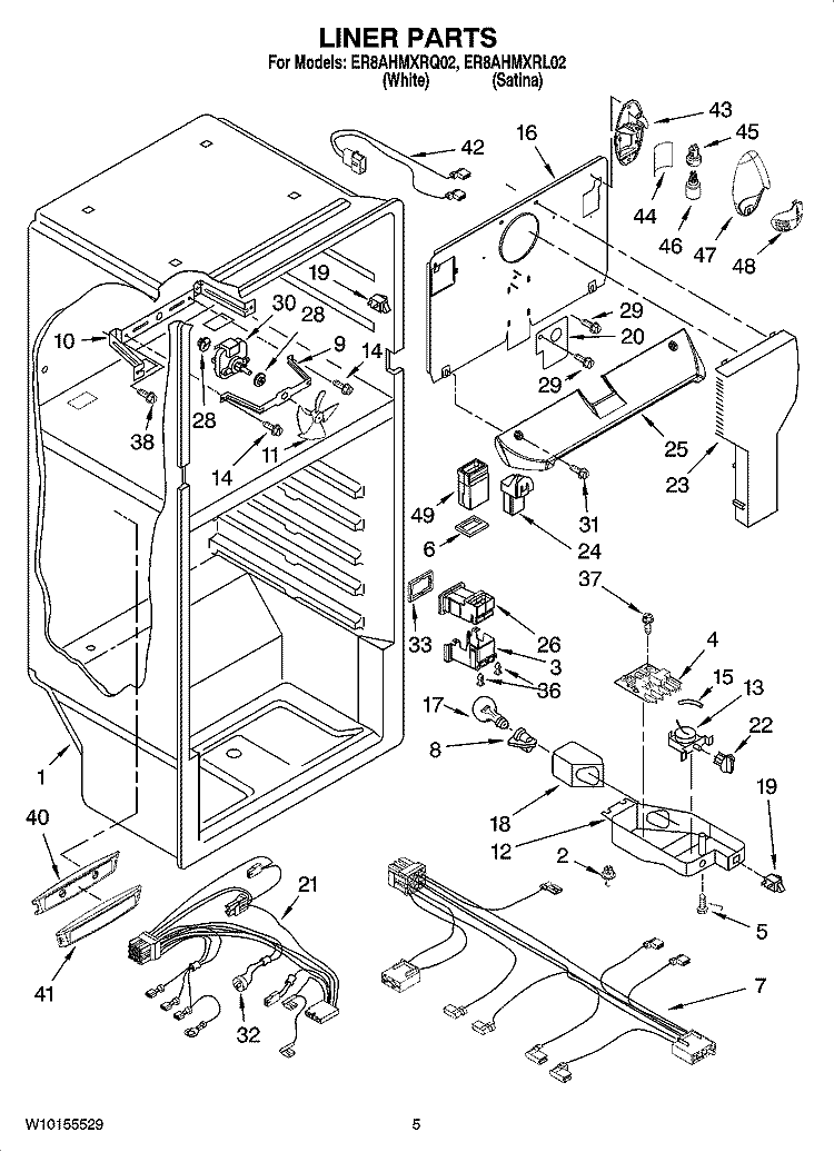 LINER PARTS Diagram and Parts List for ER8AHMXRL02  Whirlpool Refrigerator